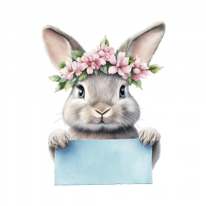 Bügelbild Ostern Hase mit Kranz und Wunschnamen möglich